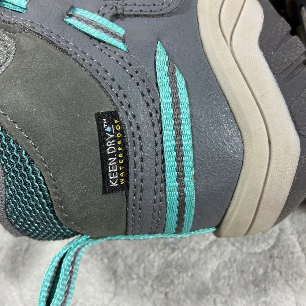 Keen Kids Waterproof Hiking Boots Size 11 Grey Teal Mid